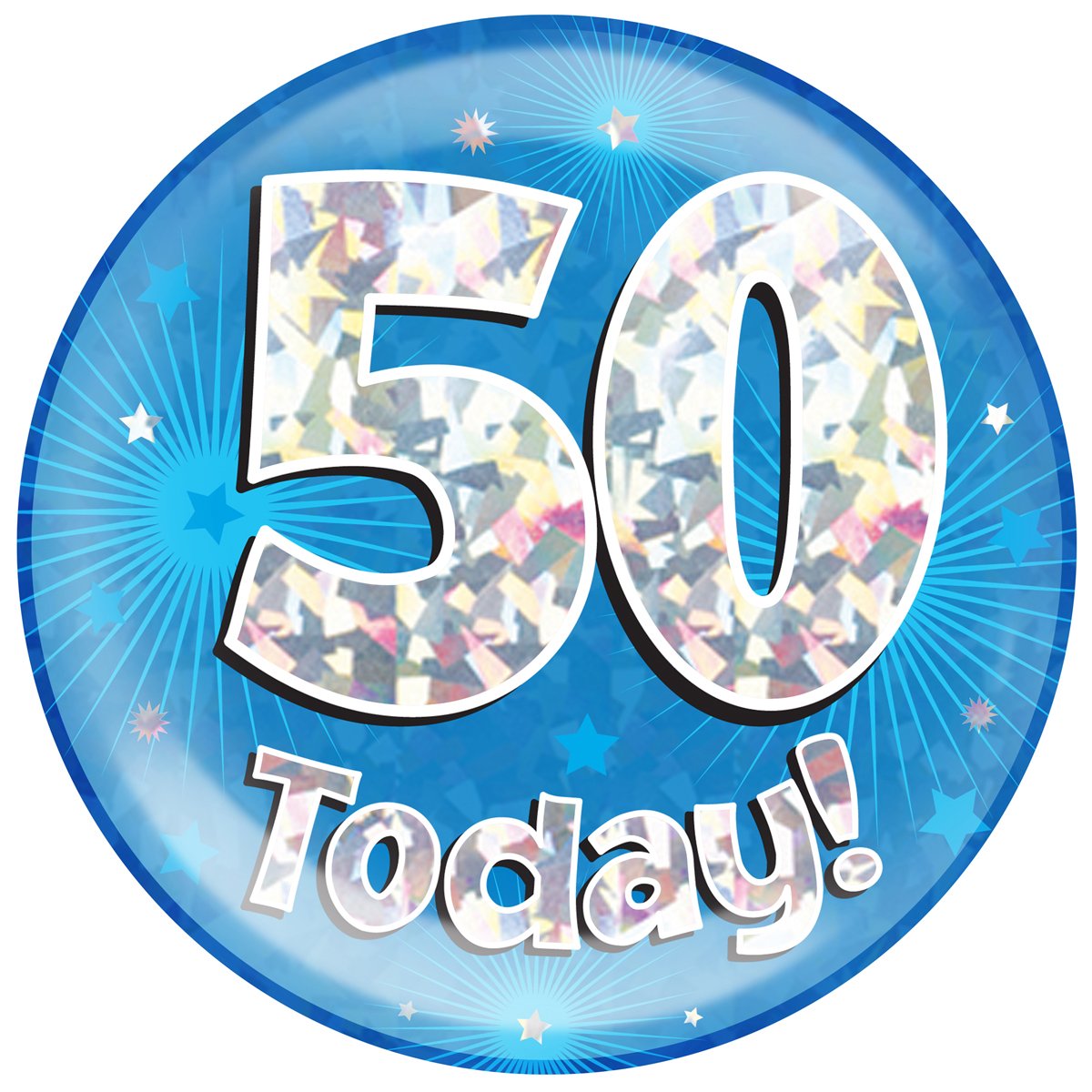 6" Jumbo Badge 50 Today, Blue